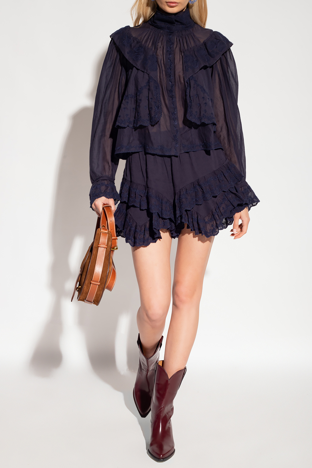 Navy blue 'Lelmon' embroidered shirt Marant Etoile - isabel